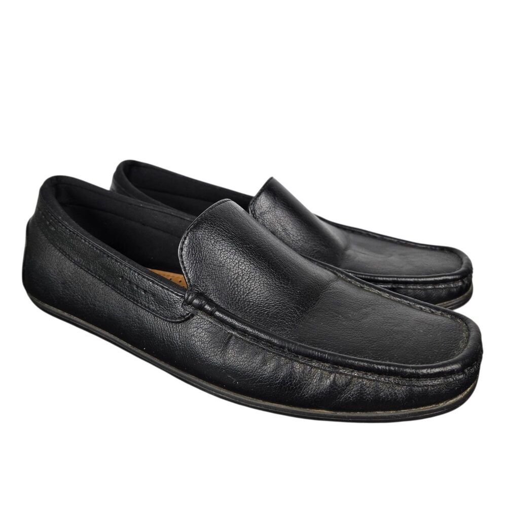 Ashford Hayes Coastal Men's Sz 10 M Black Slip on Loafers 046573 Square Toe